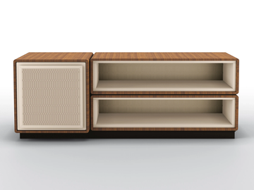 DEDALO - Modular bookcase in walnut and leather upholstery by BRUNO ZAMPA - view 2